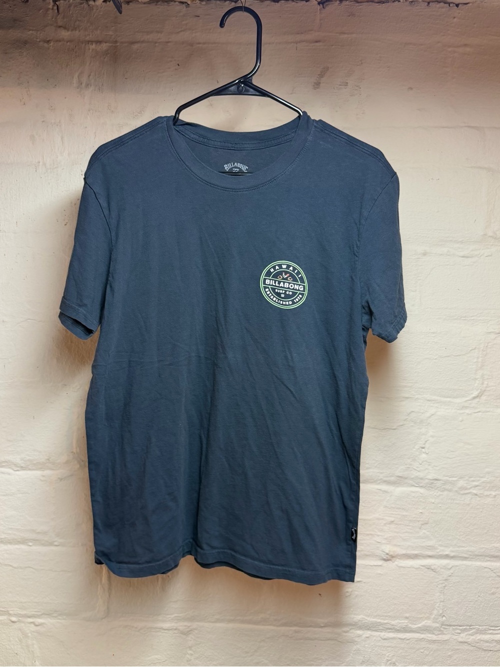 Billabong Navy Short-Sleeve Tee with Small Green Logo